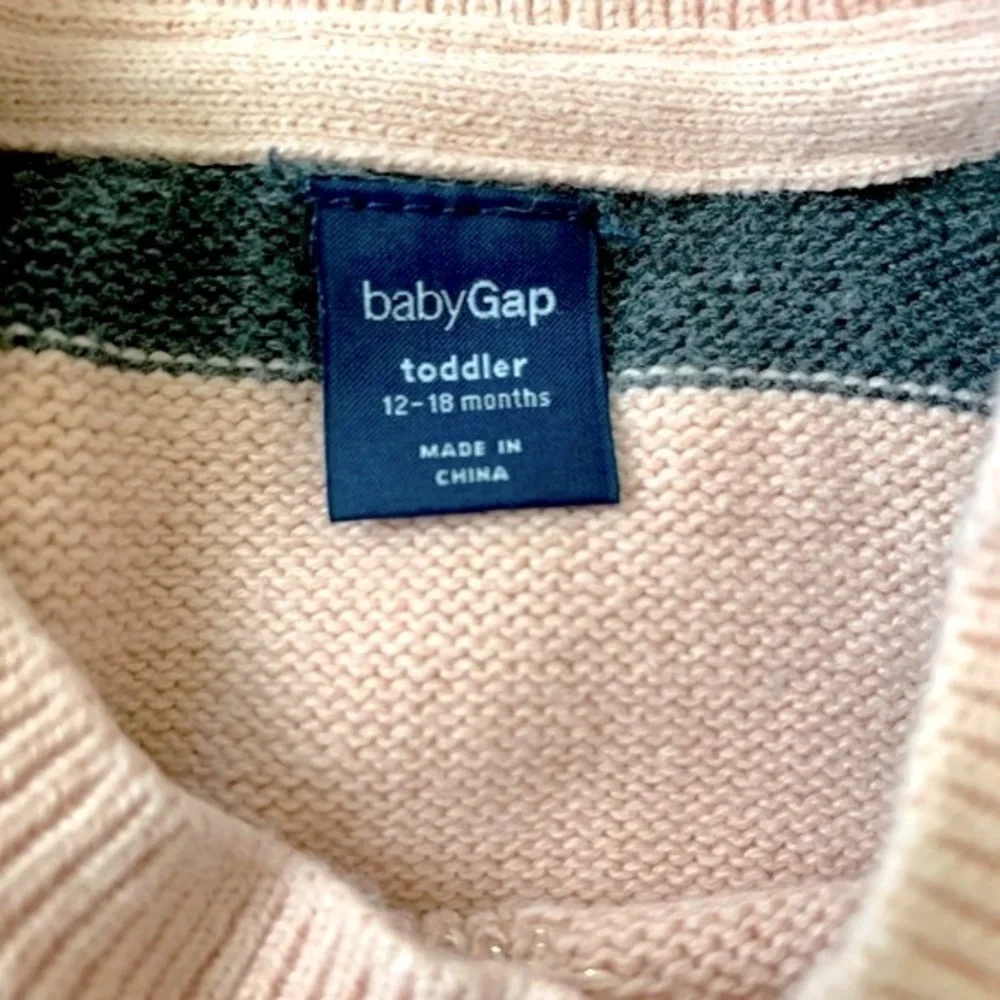 Baby Gap Pink And Gray Striped Sweater Dress Size 12-18 Months